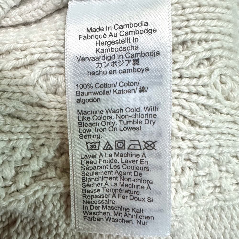 J CREW Cream 100% Cotton Cable Knit Sweater Crew Neck Womens S Preppy Minimalist - Picture 7 of 7